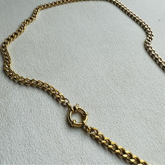 Louis Vuitton Lock Necklace Stainless Steel Curb Chain Gold Tone - Picture 14 of 15